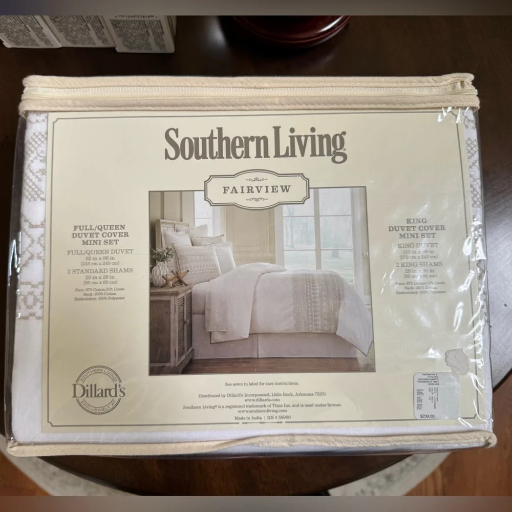 NWT Southern Living Duvet Cover mini set